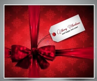 赤いクリスマス プレゼント カード ベクトルします。