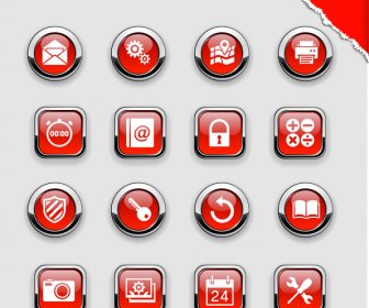 Коллекция икон красный компьютер