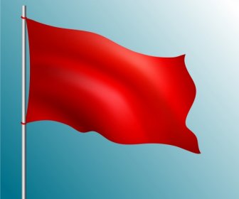 Ikon Bendera Merah Melambaikan Gaya Ornamen Kosong