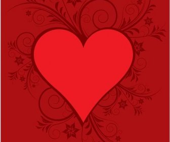 Red Floral Ornament Greeting Card Valentine Vector