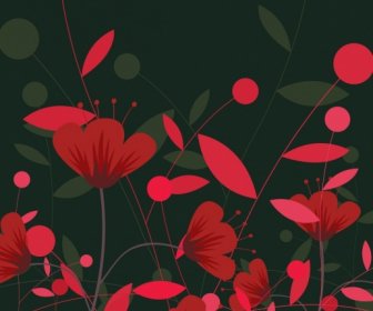 Bunga-bunga Merah Lukisan Dekorasi Gelap