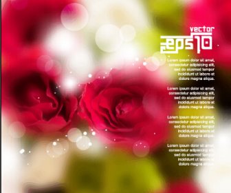 Red Flowers With Blurred Background Vector