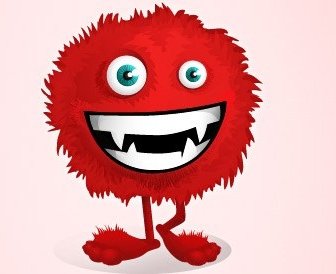 Red Fluffy Monster Vector Character