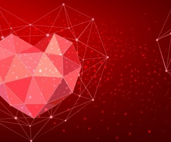 Rote Edelstein-Hintergrund Glitzernden Niedrige Polygon-Entwurf