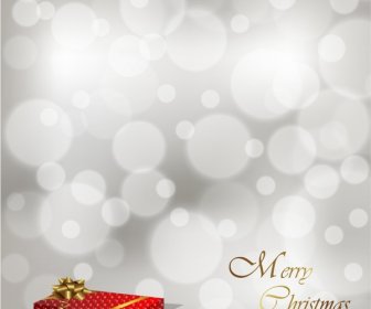 Red Gift On The Gray Christmas Background