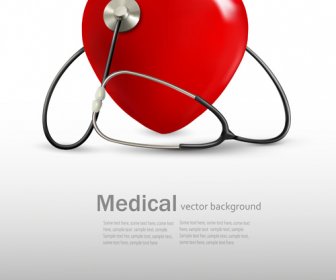 赤いハートと聴診器デザインのベクトル