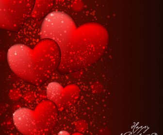 Red Heart Happy Valentine Day Background