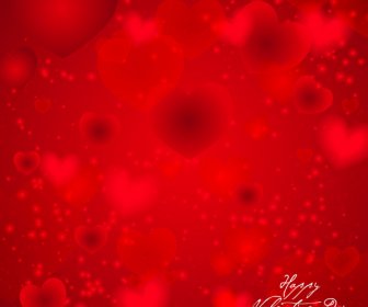 Red Heart Happy Valentine Day Background