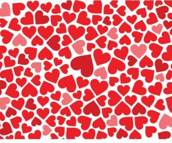 หัวใจสีแดงลวดลายพื้นหลังเวกเตอร์วันวาเลนไทน์