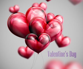 Rotes Herz Formen Ballon Valentinstag Hintergrund