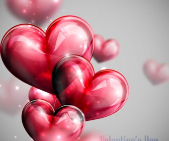 Formas De Coração Vermelho Balão Fundo Dos Namorados