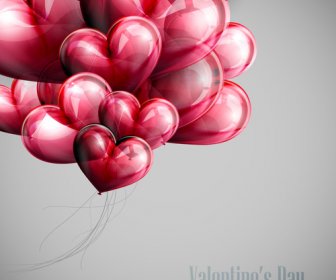 Hati Merah Bentuk Balon Valentine Latar Belakang