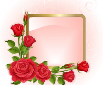 Red Peonies Photo Frame Vector