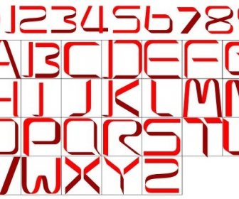 Red Ribbon Alphabet With Number Vector