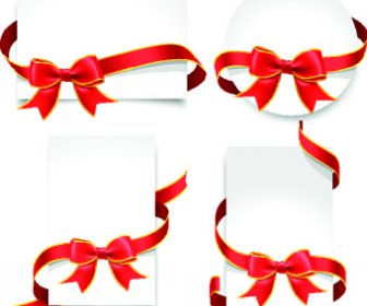 赤いリボンのクリスマス カードのデザインのベクトル