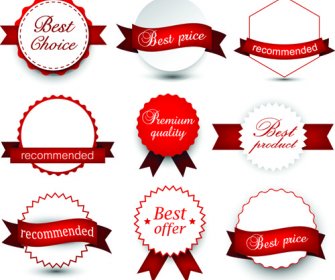 Red Ribbon With Commodity Labels Vectors