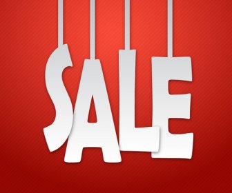 Red Sale Banner With White Hanging Letters
