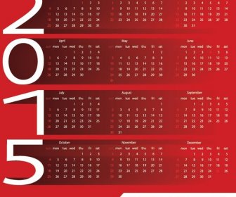 Red Shadow Background Happy New Year15 Vector Calendar Template