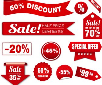 Red Shaped Sets Of Sales Promotion Banners