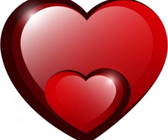 Red Shiny Hearts Design Vector