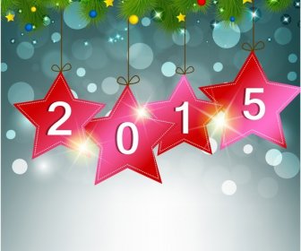 Red Star 2015 Happy  New Year  Background