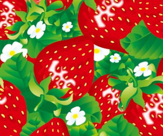 Rote Erdbeeren Vektor Nahtlose Muster
