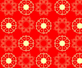 Red Style Floral Patterns Vector