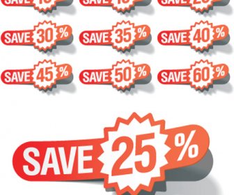 ملصقات العلامات الحمراء خصم مجموعة المتجهات