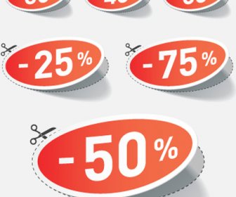 ملصقات العلامات الحمراء خصم مجموعة المتجهات