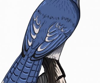 Roter Vogel Schnurrbärtiger Symbol Blau Klassischen Dekor
