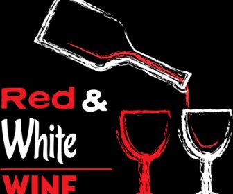Red With White Wine Hand Drawn Background