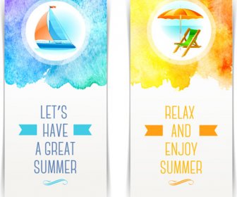 Refreshing Summer Tropical Vector Banners