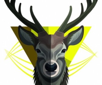 Reindeer Animal Icon Grey Symmetric Elegant Decor
