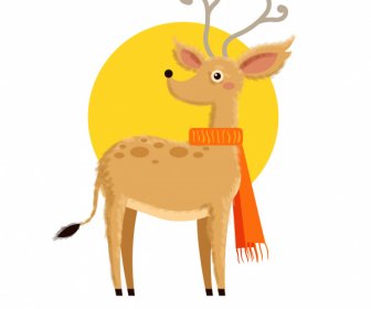 Reindeer Icon Stylized Design Cartoon Character Colored Classic