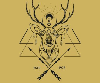 reindeer logotype classical tribal decor symmetric design