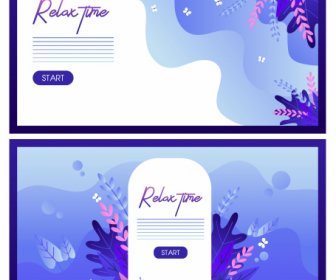 Relax Time Banners Flowers Decor Colored Classic Design