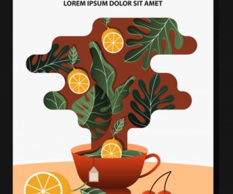 Relaxation Poster Fruity Herbal Tea Cup Sketch