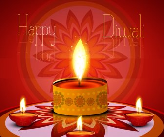 Disegno Di Scheda Religiosa Per Il Festival Di Diwali Con Disegno Colorato Vettoriale