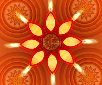 Desain Kartu Agama Untuk Diwali Festival Dengan Desain Floral Vector