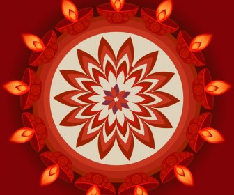 Disegno Di Scheda Religiosa Per Il Festival Di Diwali Con Disegno Colorato Vettoriale