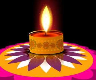 Diwali Festivali Için Dini Kartı Tasarımıyla Renkli Vektör Tasarımı