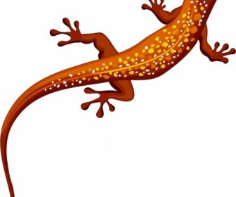 Reptil Latar Belakang Gecko Ikon 3d Berwarna Desain