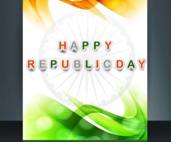 Día De La República Tricolor Folleto Plantilla Para Wave Indian Flag Design