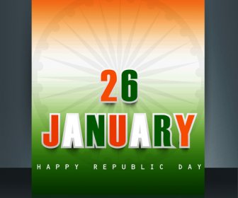 Republik Hari Brosur Tiga Warna Template Untuk Gelombang Bendera India Desain