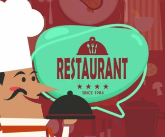Restaurant Background Cook Icon Blurred Kitchenware Objects Decor
