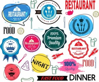 Restaurant Design Elements Classical Grunge Decor Logotypes Icons