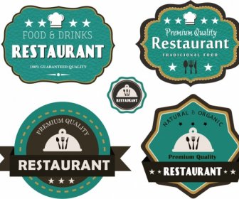 Restaurant Labels Collection Green Flat Decor Classical Design