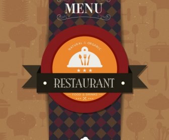 餐厅的菜单封面模板丝带圈花纹装饰
