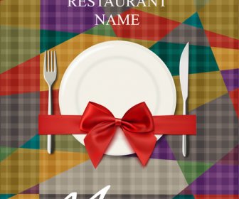 Restaurant Menu Cover With Geometry Background