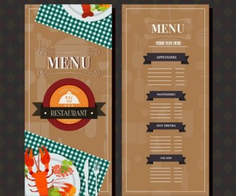 레스토랑 메뉴 템플릿 갈색 클래식 디자인 음식 장식